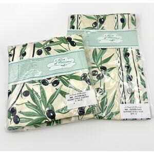 A Touch of French Provence Tablecloth 68" Round + 6 Napkins 18" Set 100% Cotton